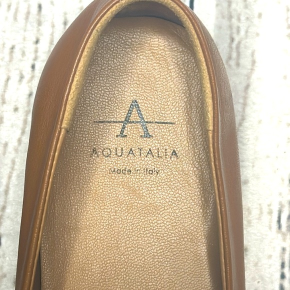 AQUATALIA Made in Italy Leather Shoes Coffee Brown Tan Slip On Ballet Flats 6 - Picture 2 of 8